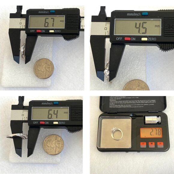 Sterling Silver 925 Round White Sapphire Multi Gemstone Engagement Ring Sz 7.25 - Picture 10 of 16